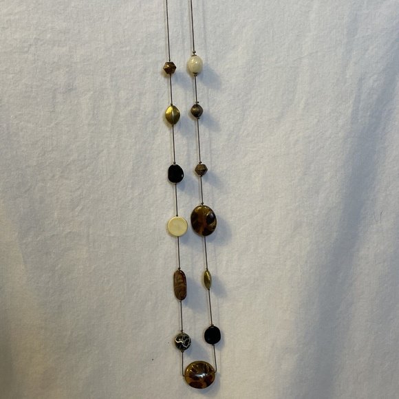 Exotic Stone, Glass and Metal Bead Necklace With Complimenting Earings 37" Long - Picture 3 of 10